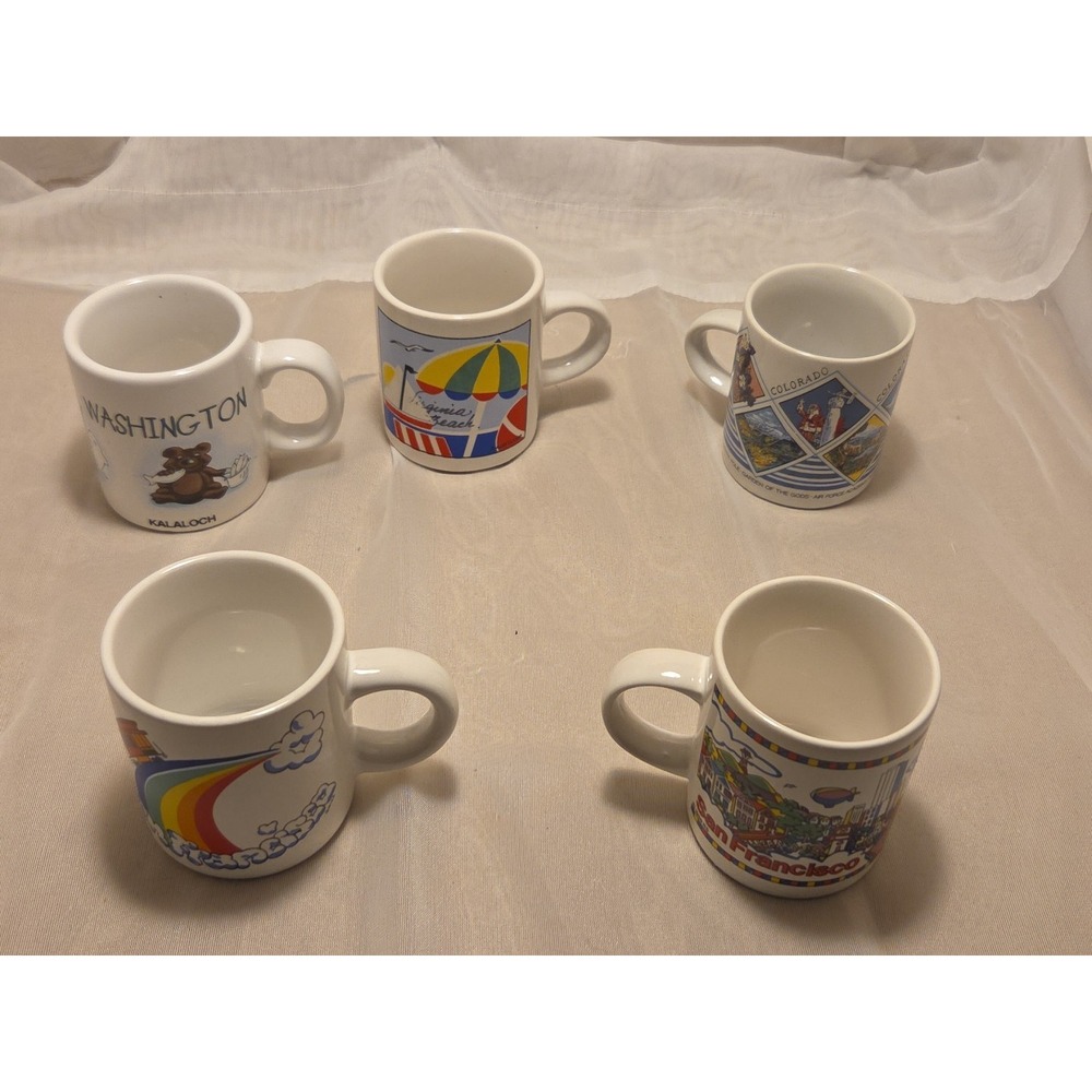 Five Collectible Shot Glasses Various Cities & States Mugs‎ Souvenirs
